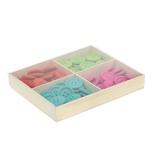 Floristik24 Decoratieve houten knopen, diverse kleuren. Ø2,5cm 72 st