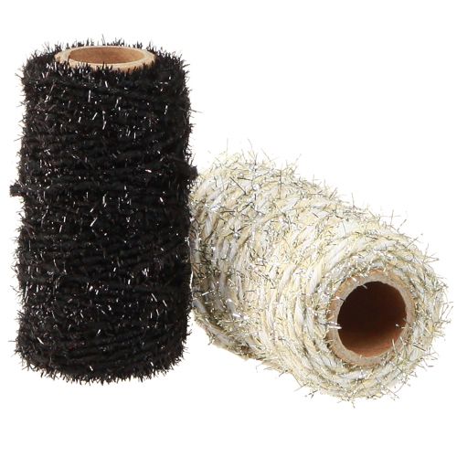 Artikel Decoratief koord glitter zwart beige wit B1,5mm L25m 2 stuks