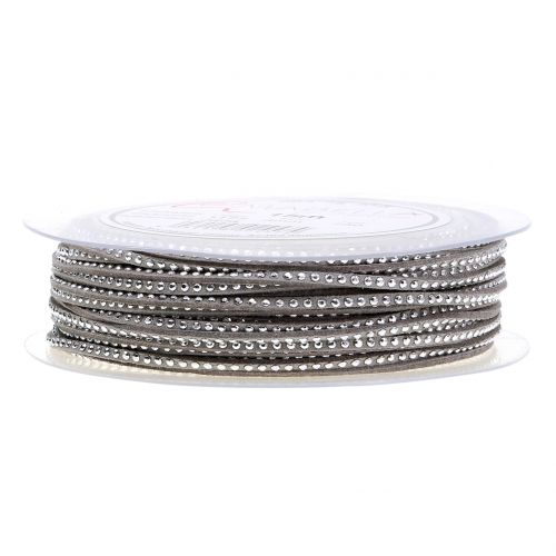 Floristik24 Decoratief koord leer koord grijs met klinknagels 3mm 15m