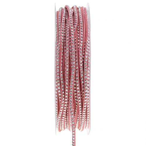 Decoratief koord leer koord roze met klinknagels 3mm 15m