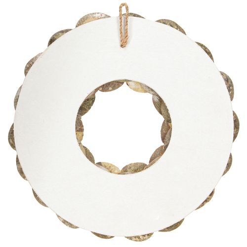 Artikel Decoratieve krans hout abalone slakken wit naturel H30cm