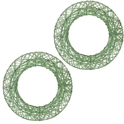 Groene decoratieve draadkrans van gaas voor doe-het-zelfprojecten, 19 cm, 2 stuks kopen | Floristik24.nl