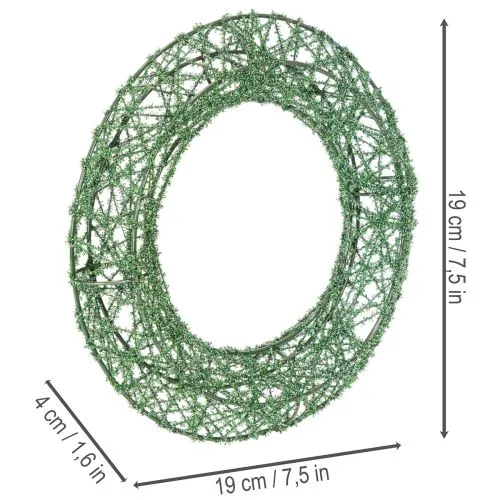 Groene decoratieve draadkrans van gaas voor doe-het-zelfprojecten, 19 cm, 2 stuks | Floristik24.nl