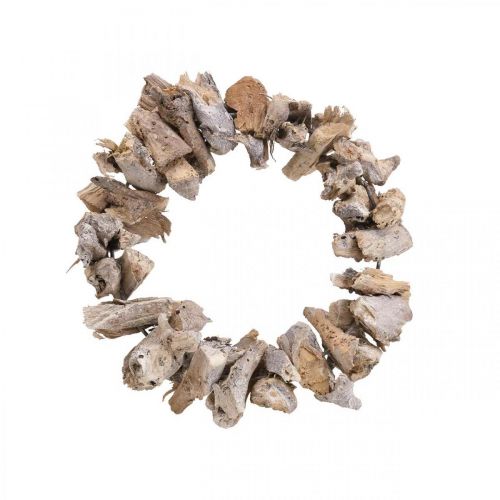 Decoratieve krans naturel krans wortelhout deco natuur wit Ø26cm