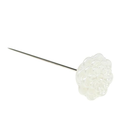 Floristik24 Decoratieve pin bloem wit Ø2cm H6cm 24 st
