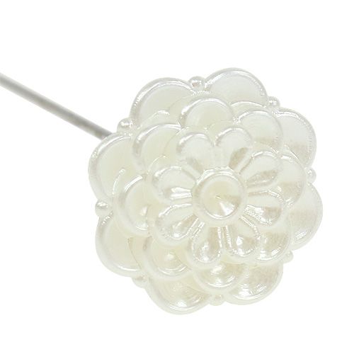 Floristik24 Decoratieve pin bloem wit Ø2cm H6cm 24 st