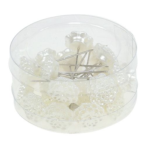 Floristik24 Decoratieve pin bloem wit Ø2cm H6cm 24 st