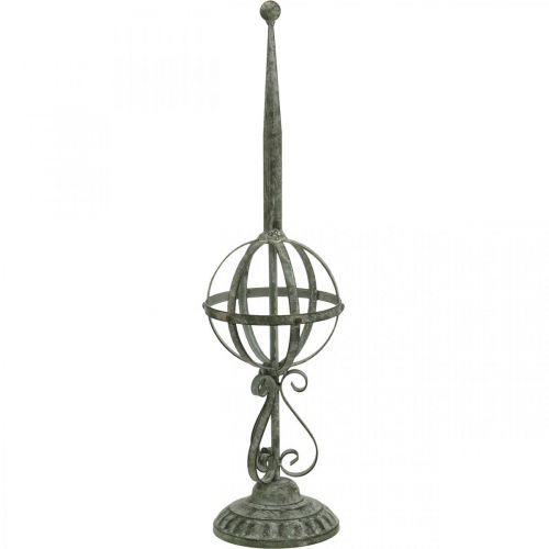 Decoratief object, kranshouder, metalen decoratie grijs, bruin, wit shabby chic H62.5cm Ø16cm