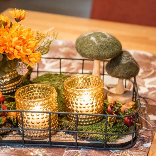 Floristik24 Decoratief paddestoel hout / vilt groen 8cm - 15cm 4st