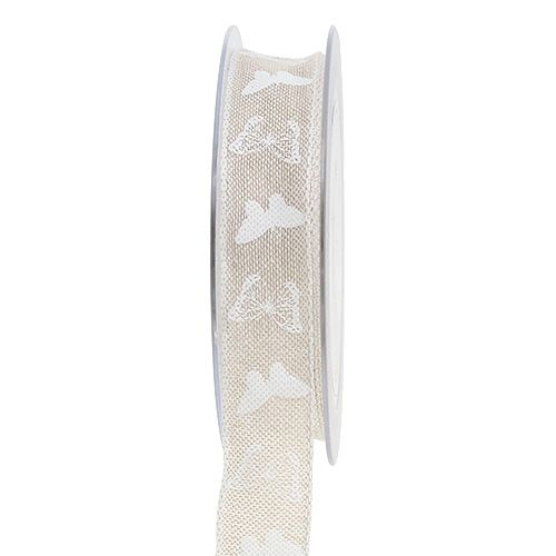 Floristik24 Decoratief lint linnen lint met patroon 25mm 15m
