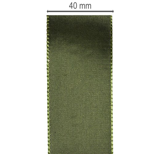 Satijnen lint voor het inpakken van cadeaus, taftlint, groen, 40 mm breed, 5 m lang | Floristik24.nl