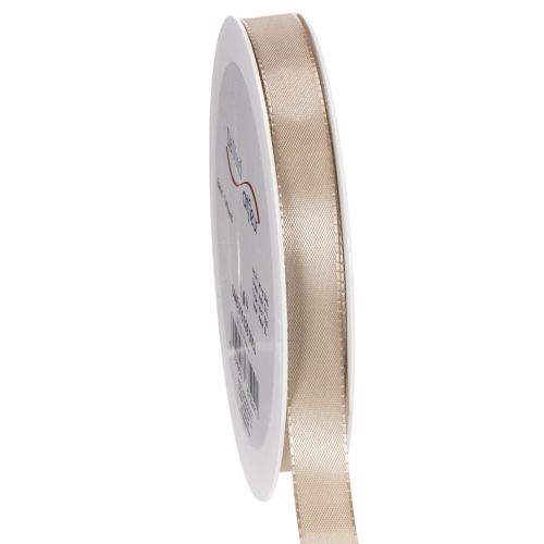 Decoratief lint, satijnen lint, taftlint, beige, 15 mm, 50 m