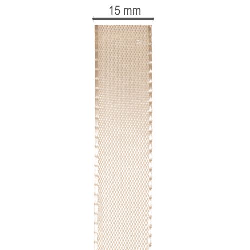 Decoratief lint, satijnen lint, taftlint, beige, 15 mm, 50 m | Floristik24.nl