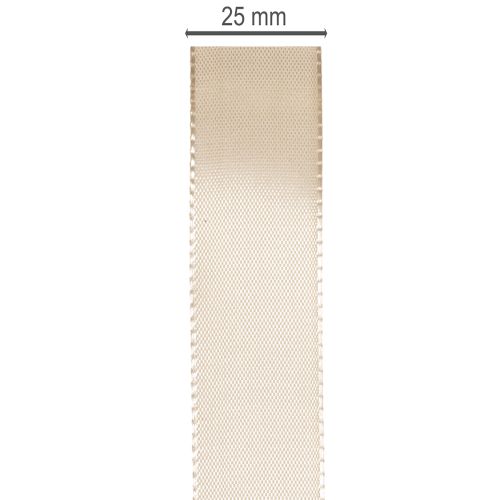 Decoratief satijnen lint, beige taftlint, 25 mm breed, 50 m lang. | Floristik24.nl