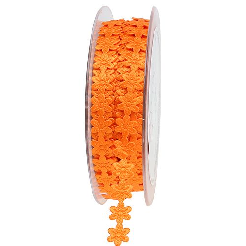 Floristik24 Decoratief lint met bloem 1cm oranje 20m