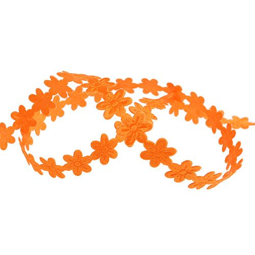 Floristik24 Decoratief lint met bloem 1cm oranje 20m