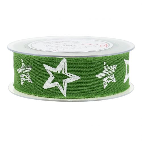Floristik24 Decoratieve lintjute met stermotief groen 40mm 15m