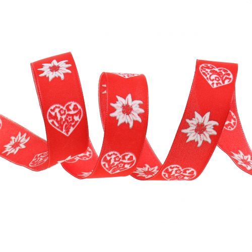 Floristik24 Sierlint met edelweiss rood 25mm 20m