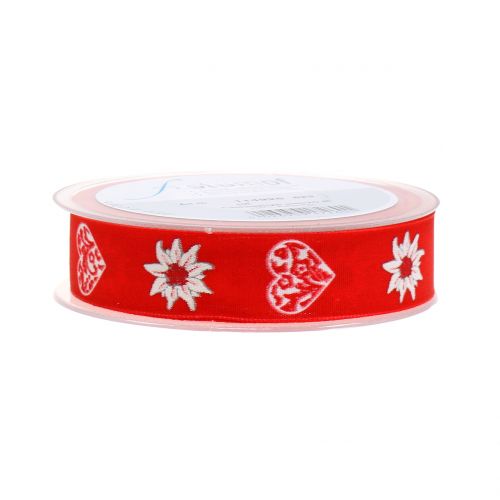 Floristik24 Sierlint met edelweiss rood 25mm 20m