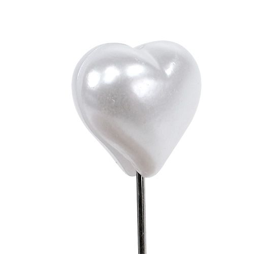 Floristik24 Decoratieve hartpin wit 1,5 cm 36st