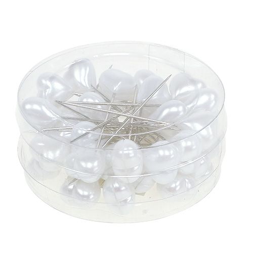Floristik24 Decoratieve hartpin wit 1,5 cm 36st