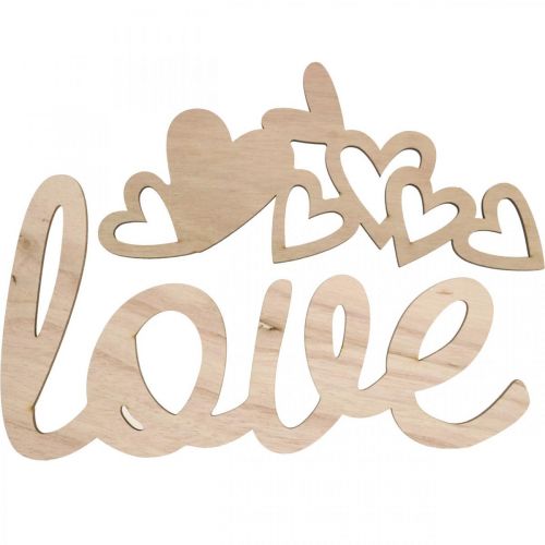 Artikel Hartjes &quot;Love&quot; houten decoratie naturel met magneet decoratiebord 20,5/25cm 6 stuks