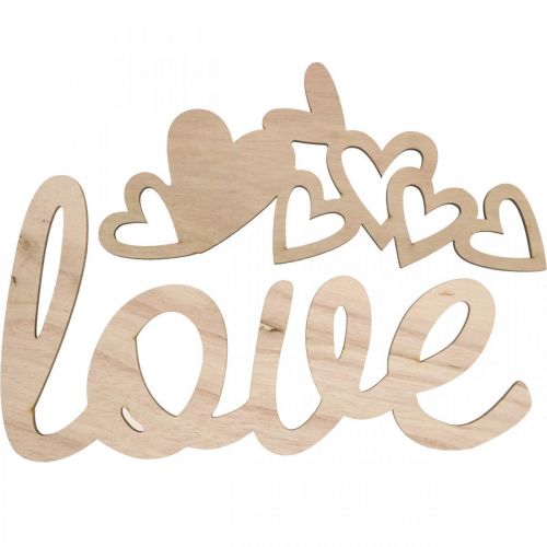 Floristik24 Hartjes &quot;Love&quot; houten decoratie naturel met magneet decoratiebord 20,5/25cm 6 stuks