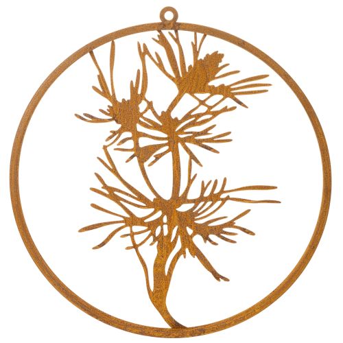 Decoratieve metalen ring, wanddecoratie van verweerd staal, dennentak, Ø38cm | Floristik24.nl