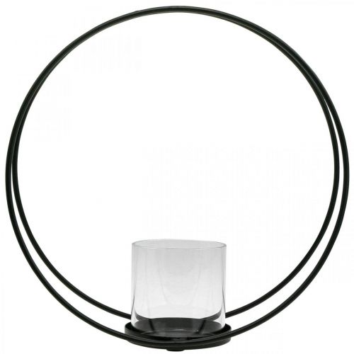 Floristik24 Decoratieve ring lantaarn metalen kandelaar zwart Ø28,5cm
