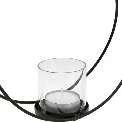 Floristik24 Decoratieve ring lantaarn metalen kandelaar zwart Ø28,5cm