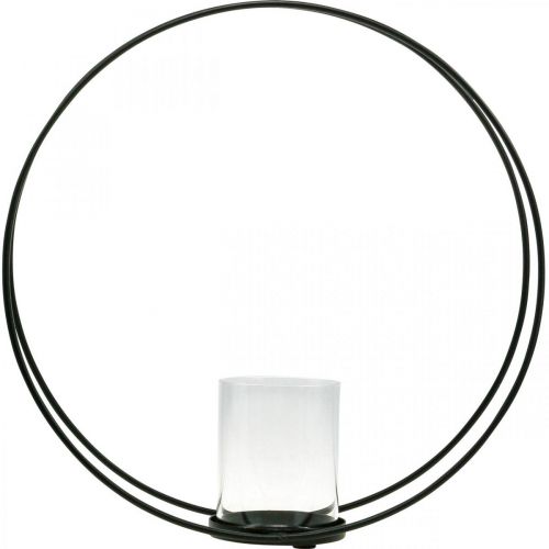Artikel Decoratieve ring lantaarn metalen kandelaar zwart Ø35cm