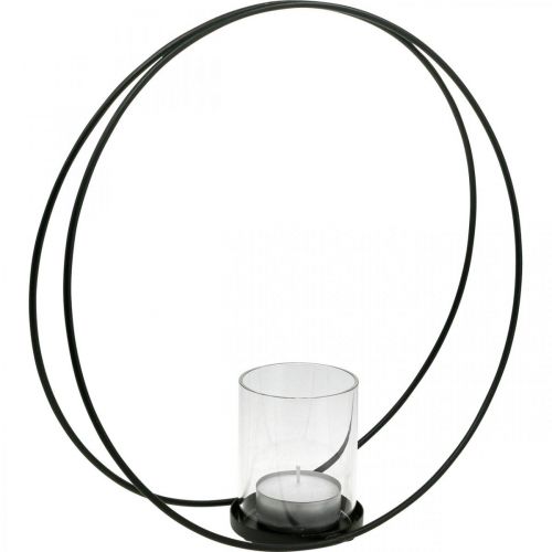 Artikel Decoratieve ring lantaarn metalen kandelaar zwart Ø35cm