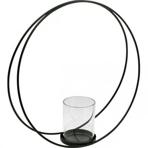 Floristik24 Decoratieve ring lantaarn metalen kandelaar zwart Ø35cm