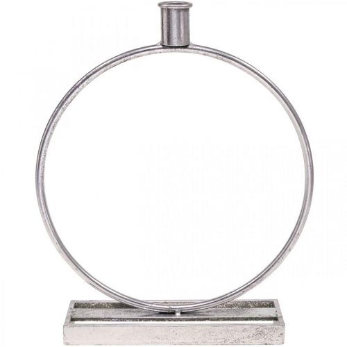 Floristik24 Sierring metalen kandelaar antiek zilver Ø25cm H30.5cm