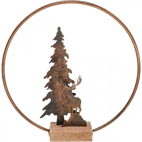 Floristik24 Decoratie kerst dennenhert metalen houten voet Ø38cm