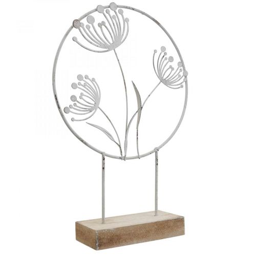 Decoratieve ringstandaard metaal wit veer Ø20cm H32cm