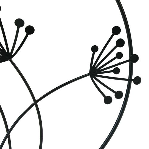 Artikel Decoratieve ring metaal hangdecoratie zwarte bloemen Ø23cm 2 st