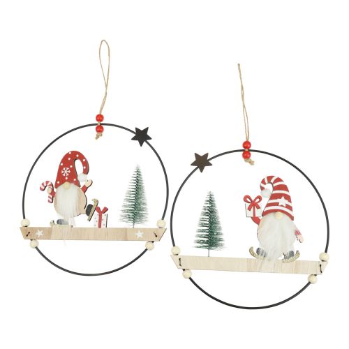 Artikel Decoratieve ring metalen kabouter decoratieve hanger Kerstmis Ø21,5cm 2st