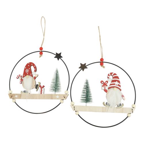 Floristik24 Decoratieve ring metalen kabouter decoratieve hanger Kerstmis Ø21,5cm 2st