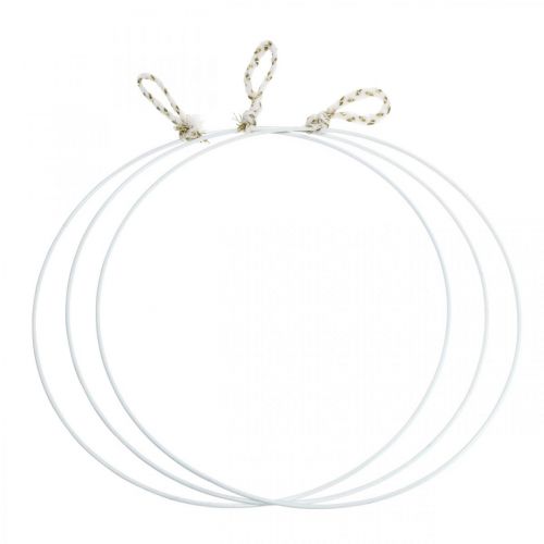 Floristik24 Decoratieve ring metaal wit om op te hangen metalen ring Ø38cm 3 stuks