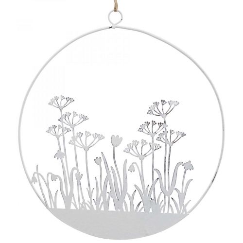 Sierring wit metaal decoratief bloemenwei lente decoratie Ø22cm