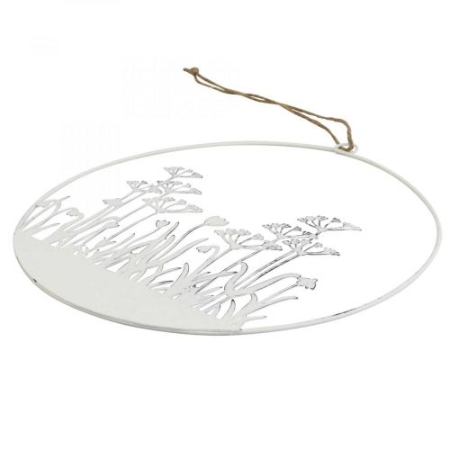 Floristik24 Sierring wit metaal decoratief bloemenwei lente decoratie Ø22cm