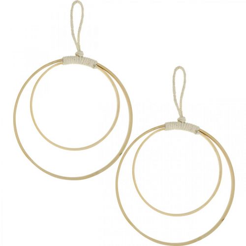 Artikel Ring om op te hangen, doe-het-zelf, raamdecoratie, boho-stijl, dubbele ring natuurlijke kleuren Ø20/15cm 4 stuks
