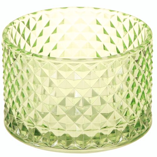 Decoratieve komvormige glazen theelichthouder groen retro Ø10,5cm 2 stuks