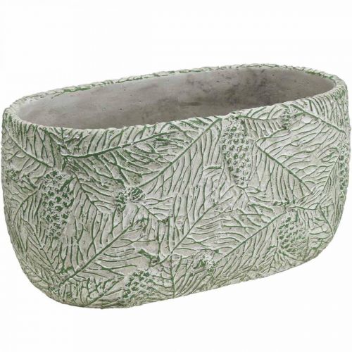 Floristik24 Sierschaal keramiek ovaal groen wit grijs dennentakken L22.5cm