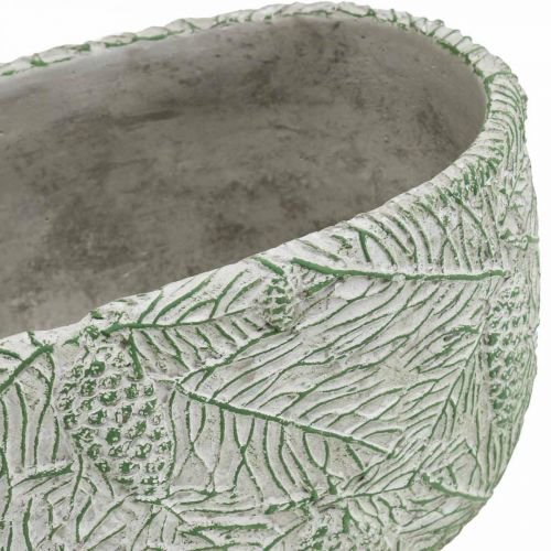 Floristik24 Sierschaal keramiek ovaal groen wit grijs dennentakken L22.5cm