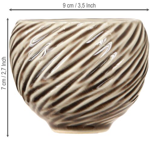 Artikel Decoratieve schaal Keramiek Spiraal Decor Beige Bruin Ø9cm 4st