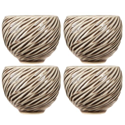 Artikel Decoratieve schaal Keramiek Spiraal Decor Beige Bruin Ø9cm 4st