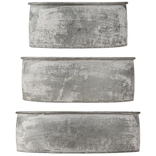 Artikel Decoratieve metalen schaal ovaal grijs L22,5/19,5/16cm set van 3