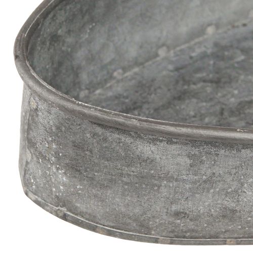 Floristik24 Sierschaal metalen socket schaal ovaal grijs L33cm/31cm set van 2